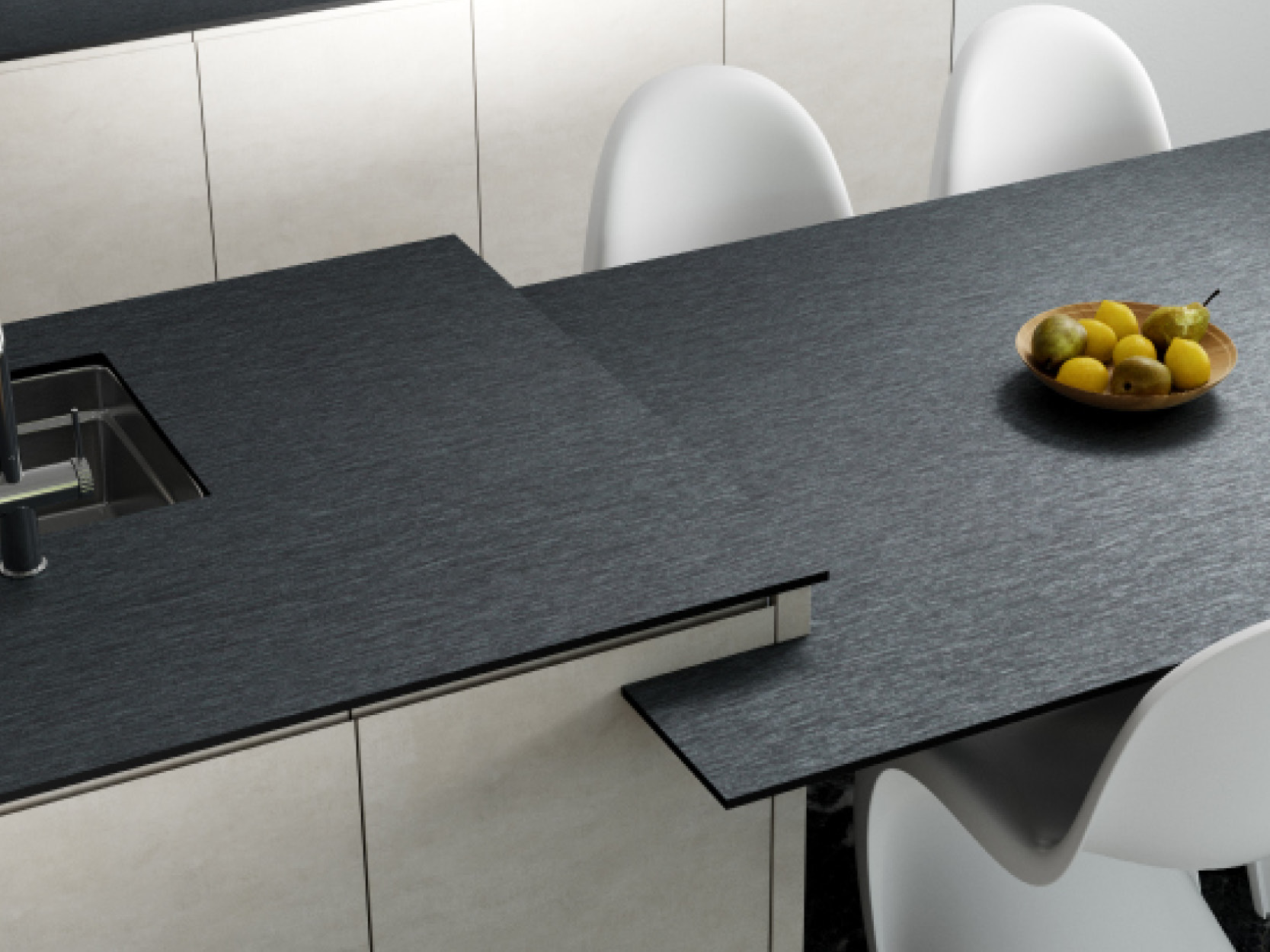 Professional worktop installation in Radlett featuring a zenith compact laminate and an ultra thin profile as the main focal points