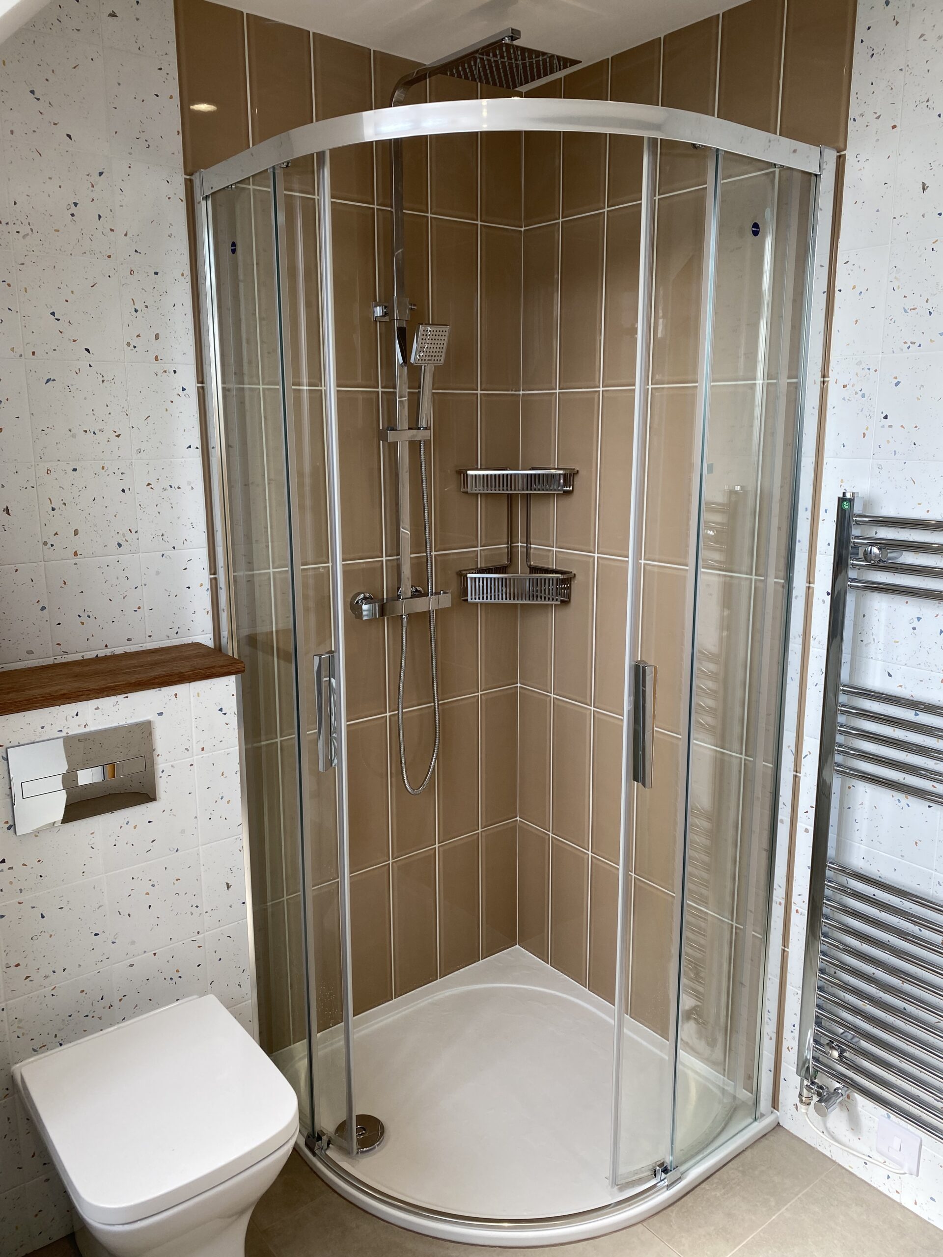 Bathroom with Quadrant Shower and Mirror Cabinet in Mill Hill